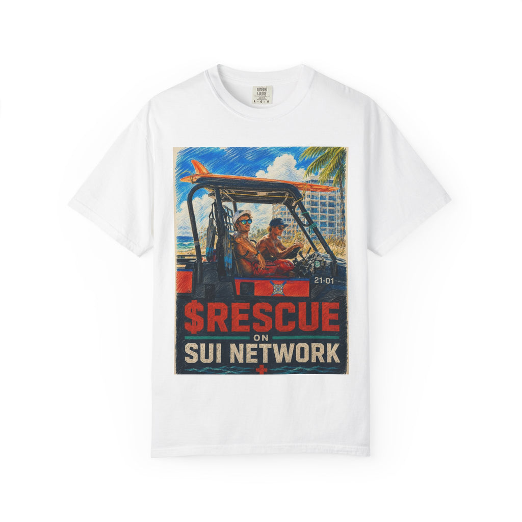 Rescue on Sui Network T-Shirt — Vintage Lifeguard Crypto Graphic Tee