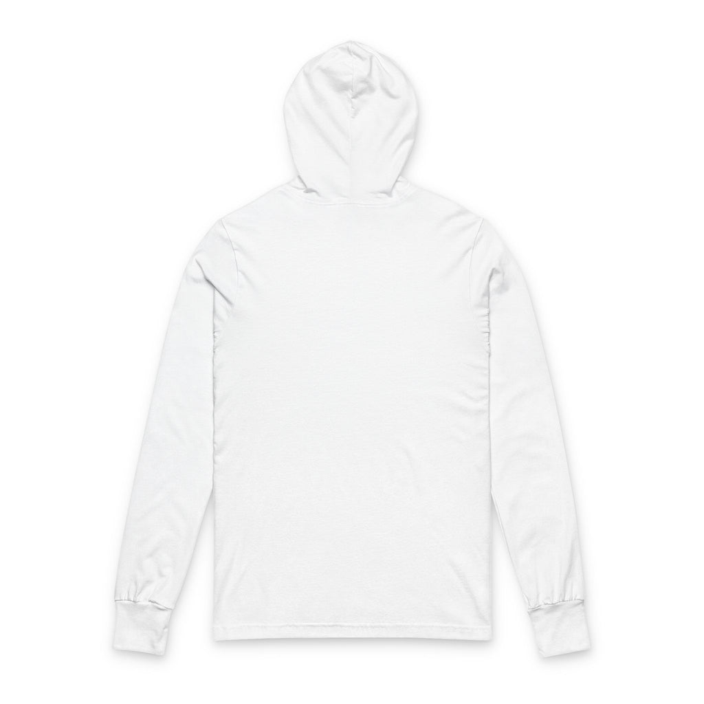 Moving Crossed Out Hooded Long Sleeve Tee – Minimalist 'MOVING' Graphic