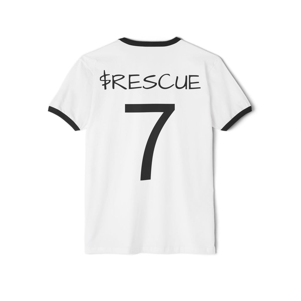 Japanese Zen Red Sun Graphic Ringer T-Shirt — 'Rescue 7' Back Number